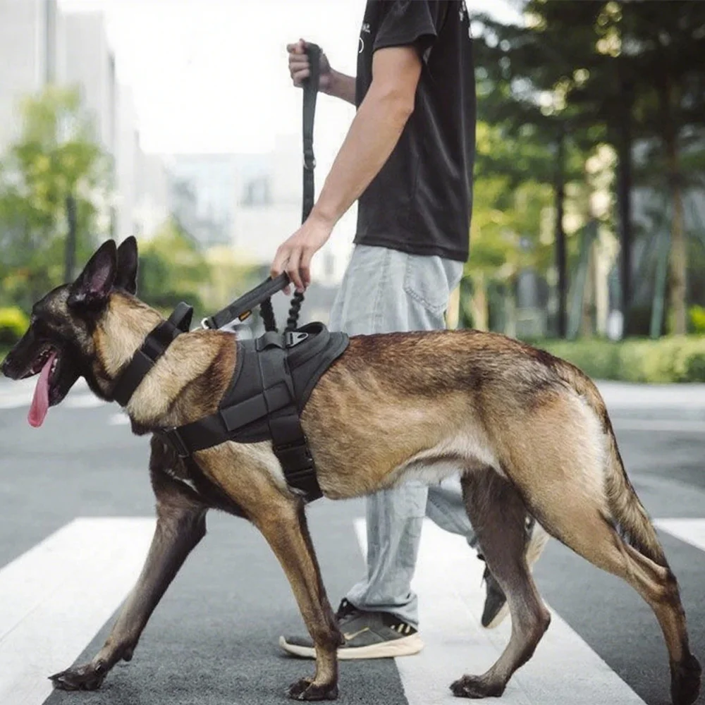 Taktische Hundegeschirr für Training, Militär, Patrouillendienst, Hundegeschirr, verstellbares Nylon-Hundegeschirr mit Griff, Sommerkleidung für Hunde