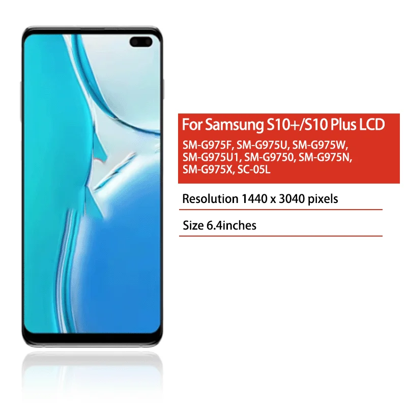 Wyświetlacz LCD TFT 6.4'' wysokiej jakości do Samsung S10+ G975F G975U G975W G975, ekran dotykowy digitizer, wyświetlacz S10 Plus z ramką — zdjęcie produktu 2