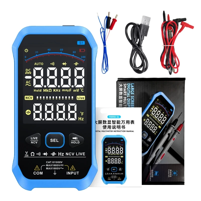 

Multimeter Capacitance Diode-NCV Live-Wire Tester Color Display Digital Detector