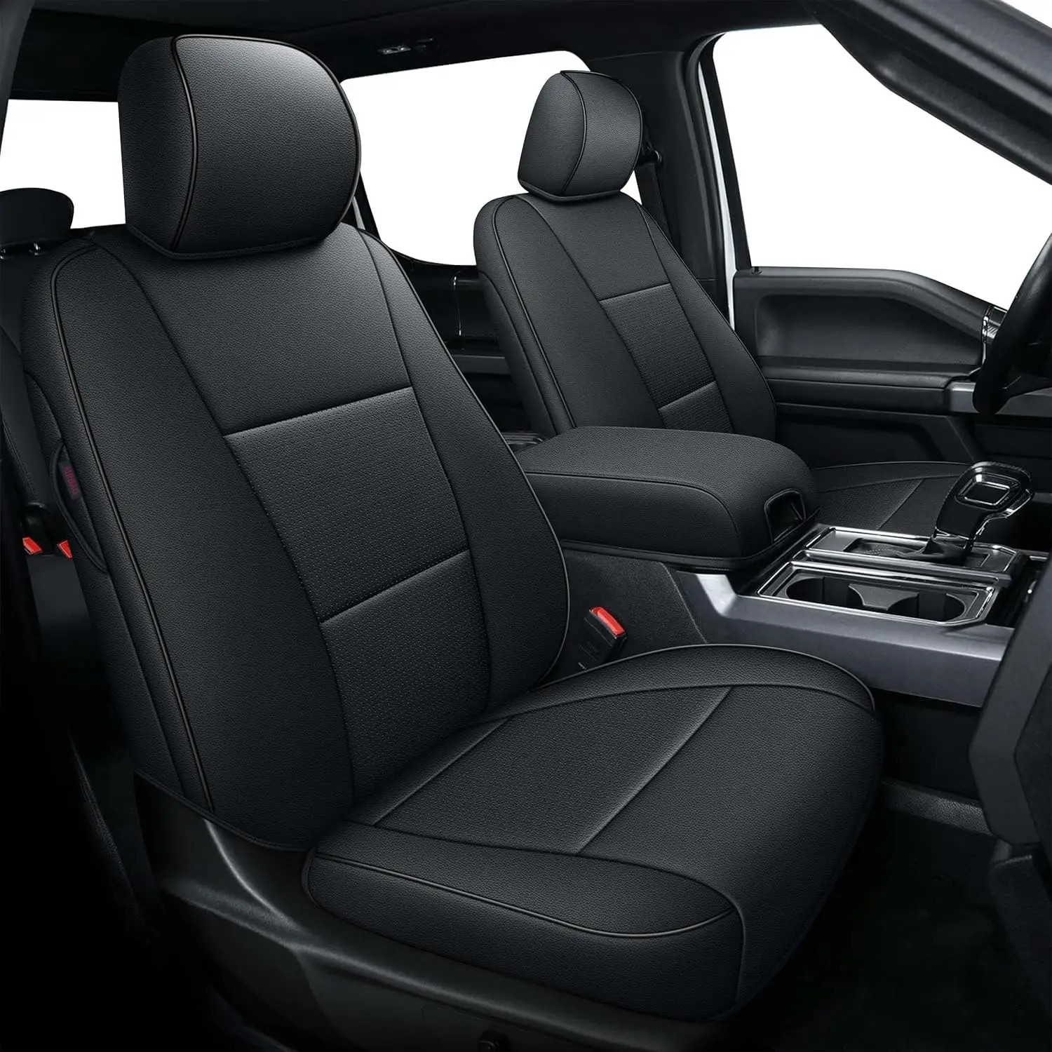 

Чехлы для сидений Ford F150 XL XLT 2015-2026 и F250-F450 2017-2026, из искусственной кожи, черные, на заказ