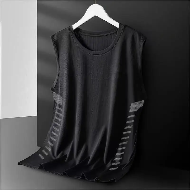 

Ice Silk Vest round Ne Qui Dry Summer Loose Large Size Sports T-irt Men's Casual Thin Outerwear Svel Faion Urba...