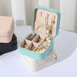 Caja de joyería de Palma portátil para mujer, mini caja de joyería de viaje simple, anillo, pendientes, collar