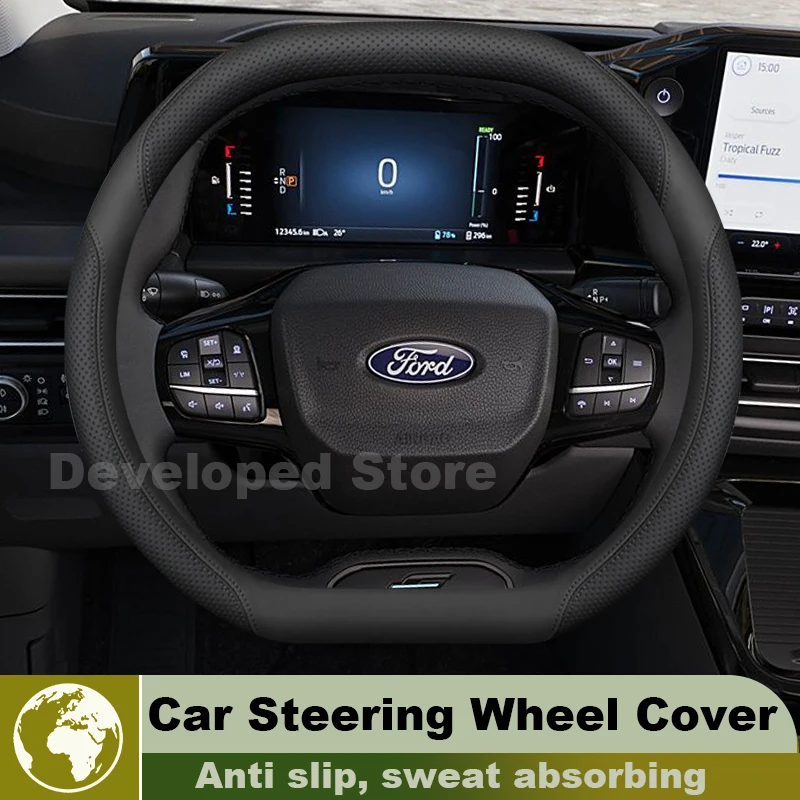 Ultrathin Leather Car Steering Wheel Cover For All New Ford Capri 2025 2026 Auto Steering Wheel Ford puma 2025 Accessories