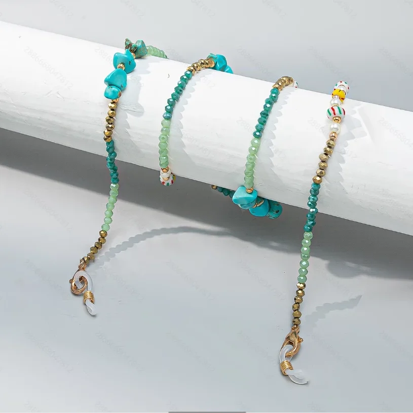 سلسلة النظارات المصنوعة يدويًا من الحجر المطحون، حبل معلق للنظارات ملون عالي الجودة، مضاد للانزلاق