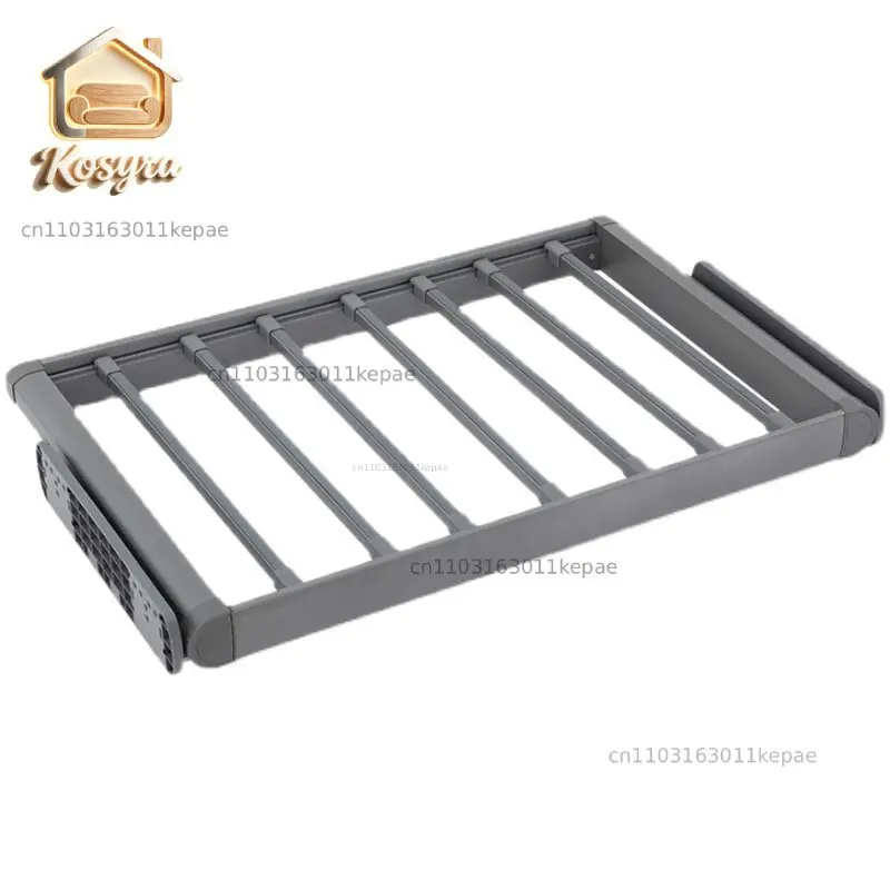 Cloakroom multi-functional pull-up pants rack wardrobe pull basket telescopic push-pull frame with damping storage pants clip