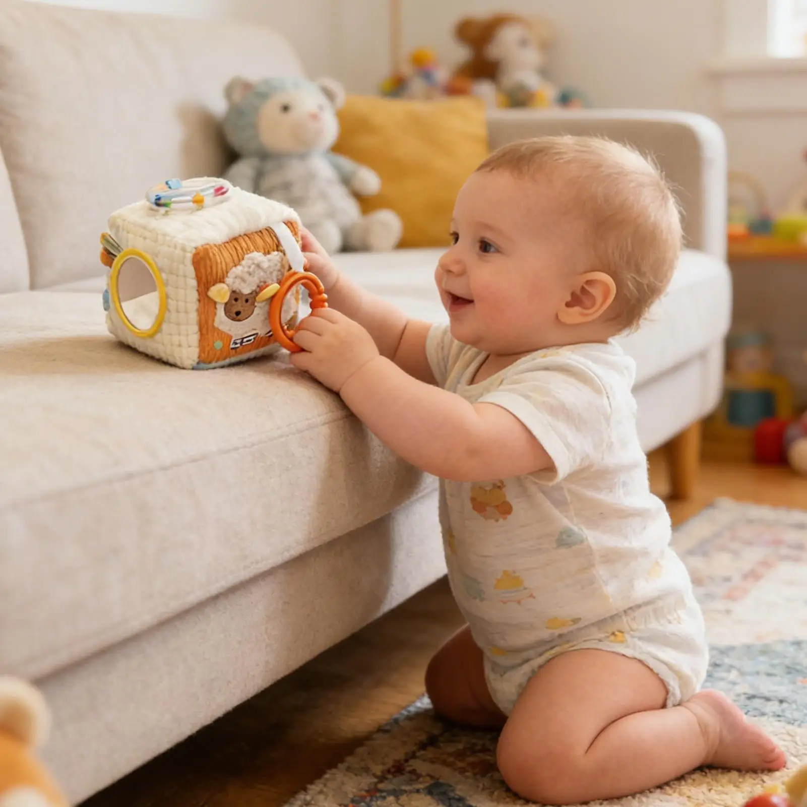 

Развивающий куб для детей: мягкая игрушка-прорезыватель для мальчиков и девочек, для дошкольников, детского сада, яслей, для сна, поездок на машине, дома