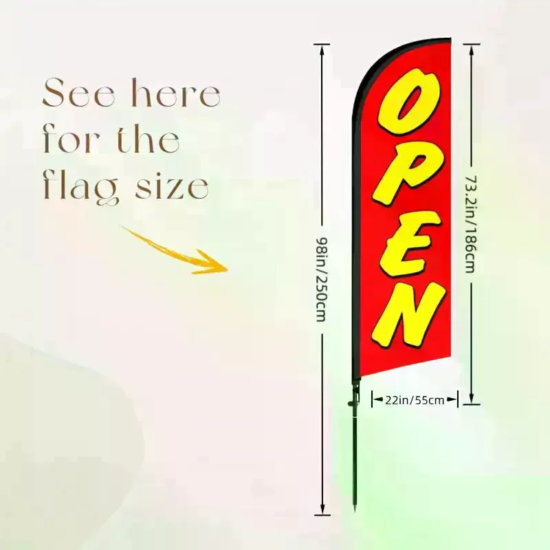 1Pcs Open Feather Flag Advertising Feather Banner Without Pole For Business Swooper Banner For Storefront Restaurant Cafe