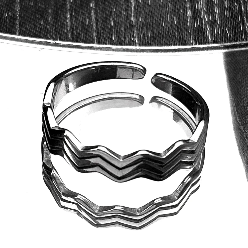 غير النظامية هندسية موجة خواتم للنساء الرجال الفولاذ المقاوم للصدأ الفضة اللون موضة حفلة تصميم جديد فنجر الإكسسوارات مجوهرات هدية