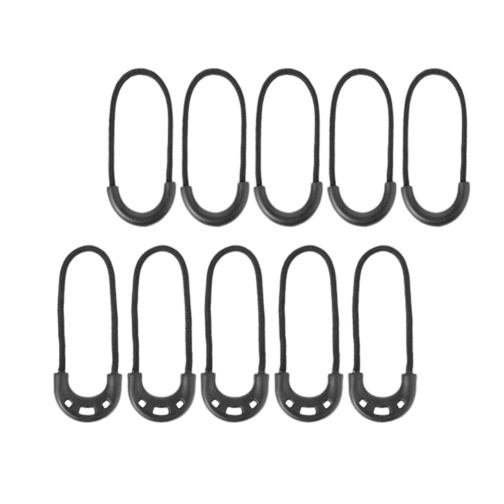 

15pcs Black Zipper Locks Anti Theft Bag Cord for Backpacks Outdoor Lightweight Elastic Rope Plastic Materials