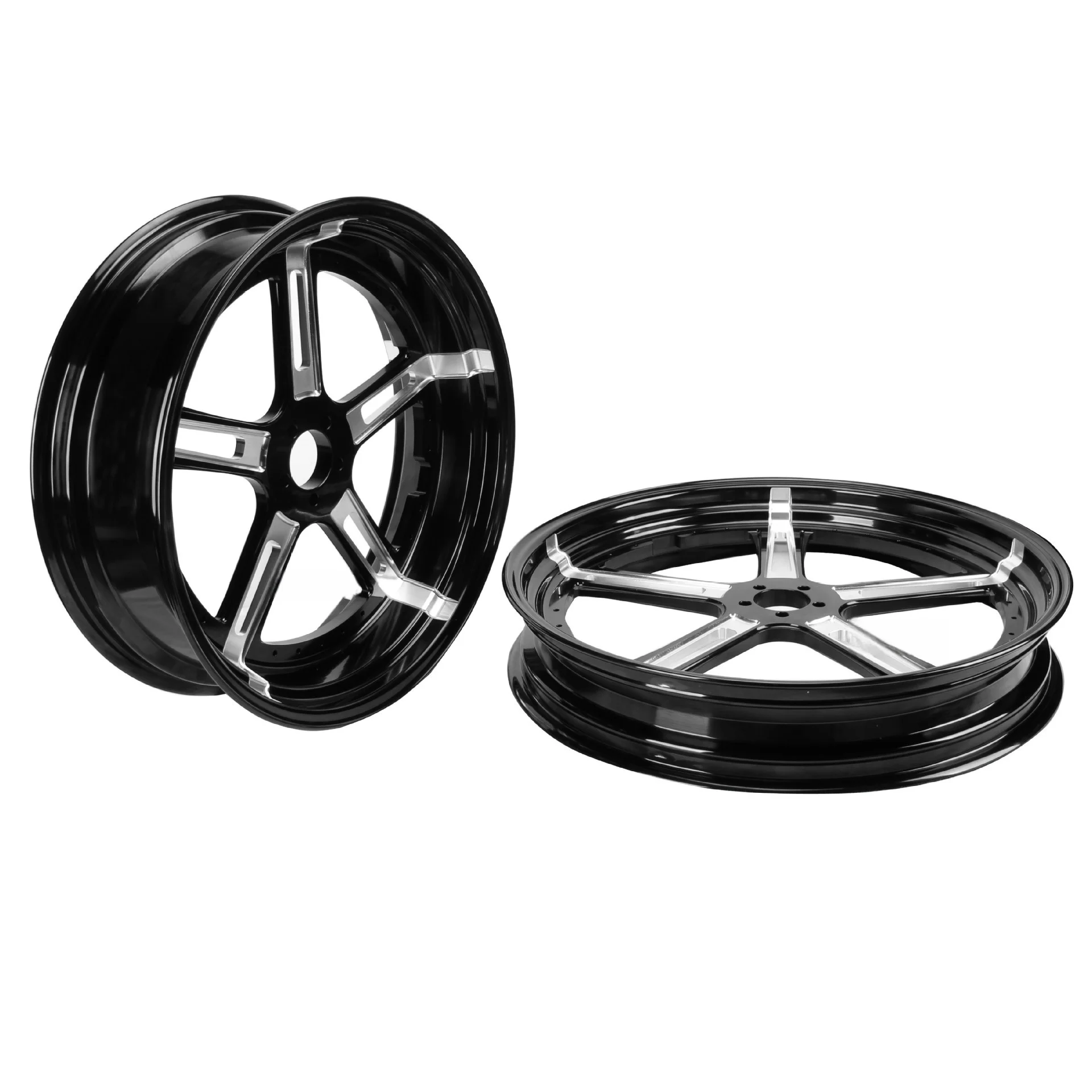 

Customized CNC Bright Black Aluminum Wheels for Harley 18-inch Rear Hub, Suitable for Glide Models From 2008 to 2019.