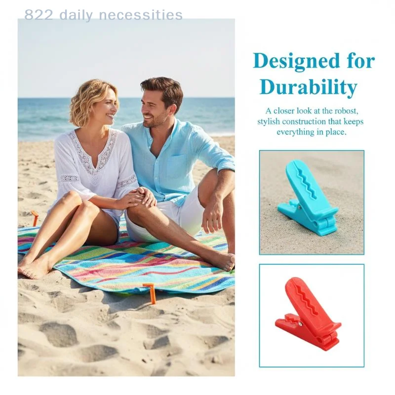 convenient4Pcs Heavy Duty Plastic Beach Towel Clips Windproof Tent Ground Nails for Hiking Camping Trips