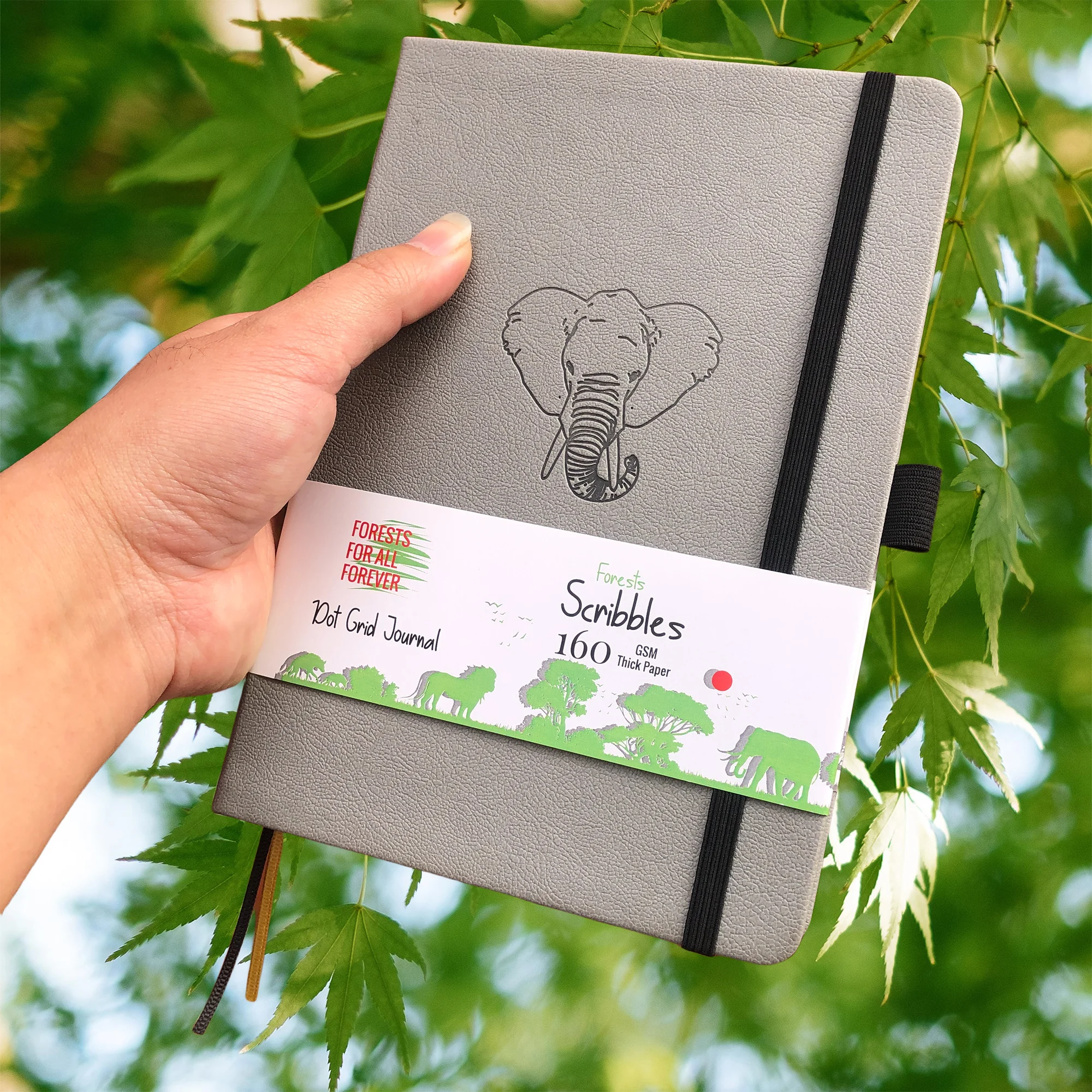 Elephant Bullet Dotted Journal,160gsm Thick Cream Paper Dot Grid Notebook 160 Pages Numbered, 5*5mm DOT-GRID Layouts, Additional