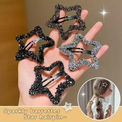 4 pieces of five-pointed star rhinestone star hair clips for women 2024 new forehead bangs side clip side broken hair clip hair