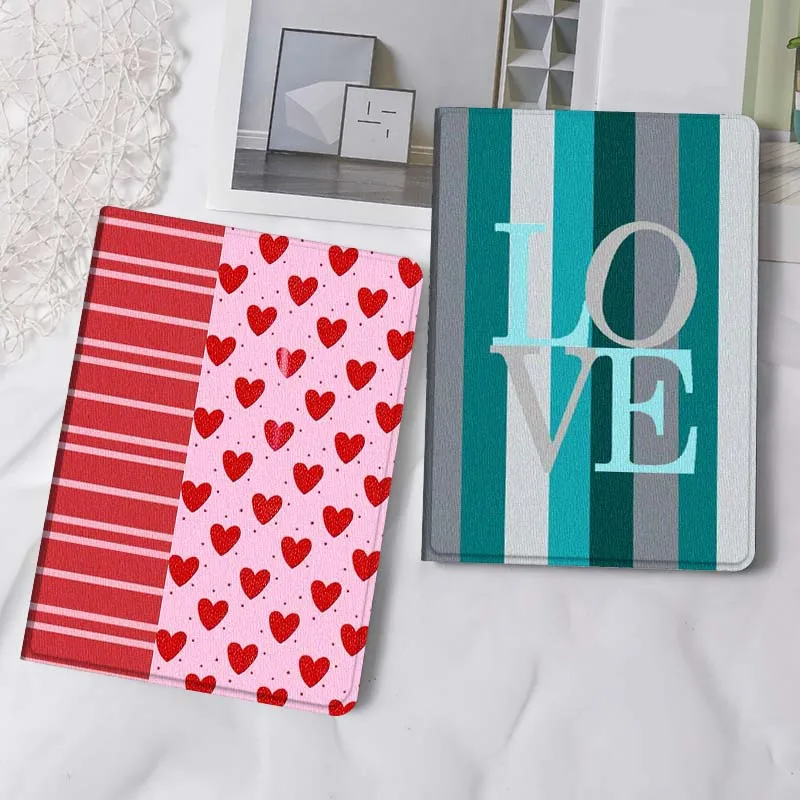 

Cartoon Red Heart Pattern Tablet Case For Apple iPad Air Pro mini 1 2 3 4 5 6 7 8 9 11 M2 M3 M5 M4 5th 6th 7th 10th 11th Gift