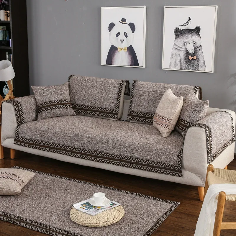 

Cotton Linen Sofa Covers for Living Room Corner Sofa Couch Cover Non-slip Sofa Chaise Cover Lounge Slipcovers Home Decor