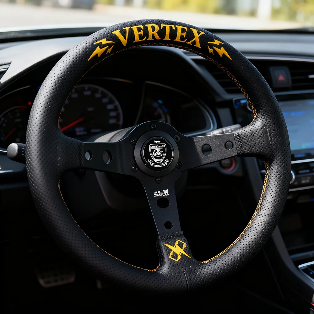 

VERTEX 3 Spokes Quick Release Racing Steering Wheel 320mm Leather Embroidery Simulation steering wheel For Game