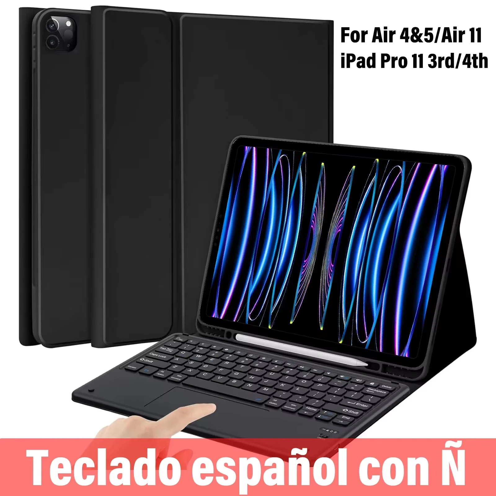 Custodia con tastiera per iPad Air 11 pollici 2024 M2/2025 M3/2026 M4, cover con tastiera rimovibile per iPad 10.9'' Air 4 5a generazione con porta matita