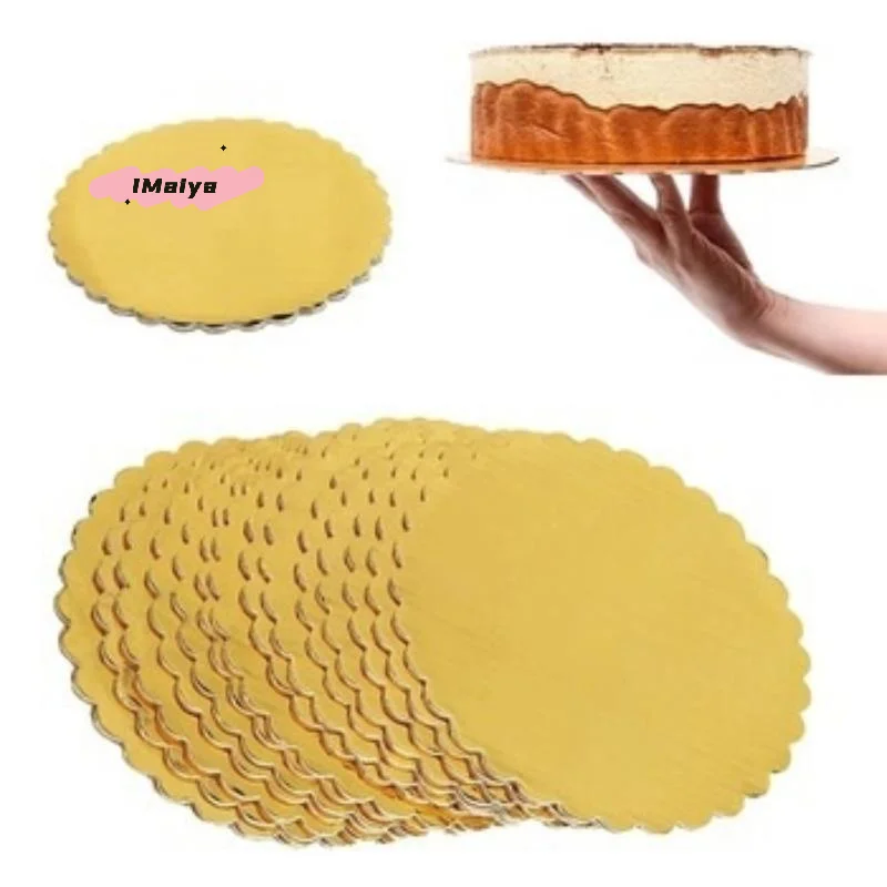 10Pcs Cake Boards with White/Golden Rings 6/8/10/12 Inch Cardboard Baking Cake Base Suitable for Home Bakery Business