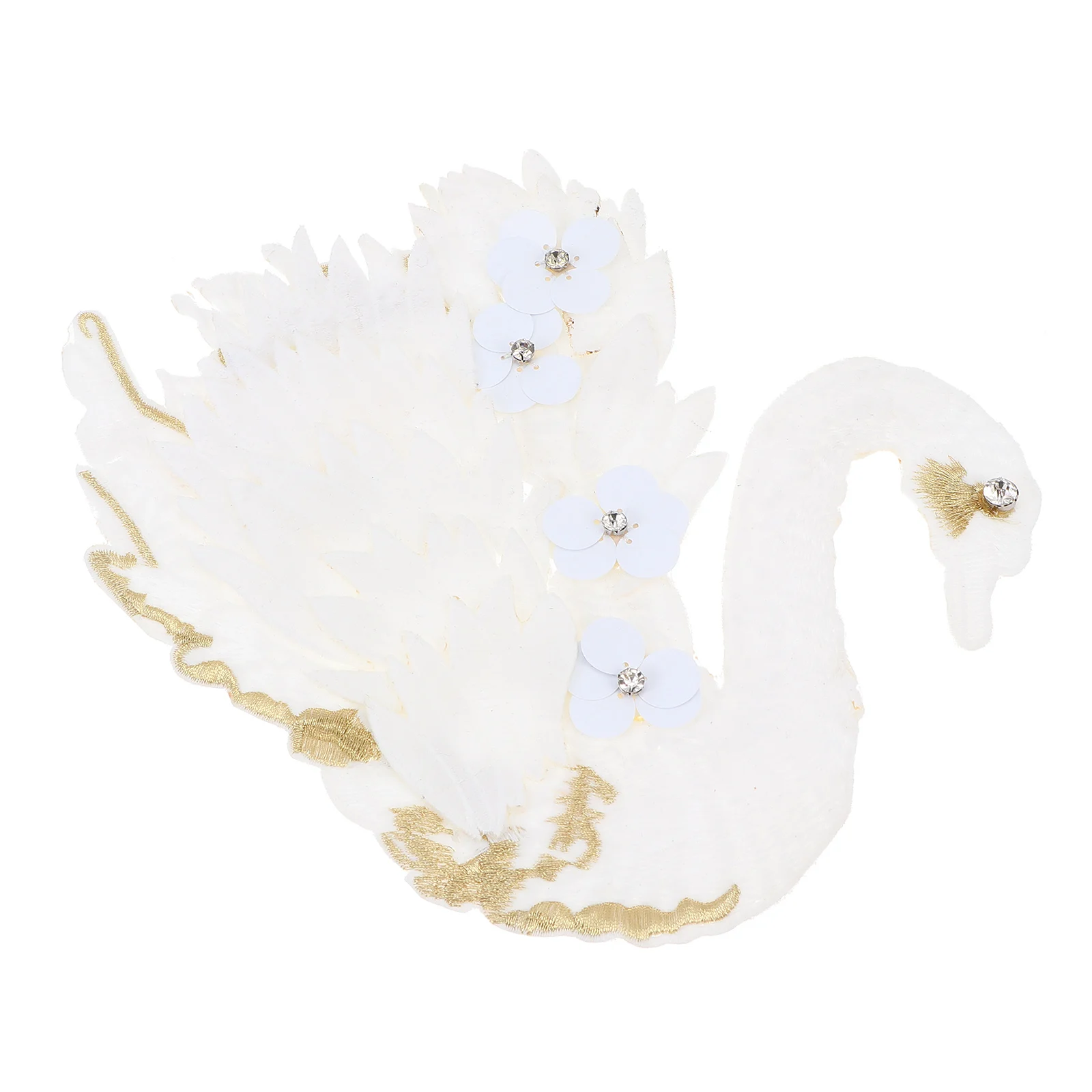 

Flower Swan Embroidery Cloth Patch Applique Patches White Embroidered Fairy Decoration Embellishments for Clothing