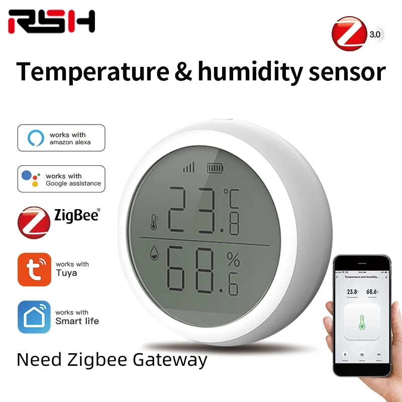 Tuya Smart ZigBee 3.0 Temperature Humidity Sensor Automation Scene Linkage Thermometer Detector Voice Control Alexa Google Home