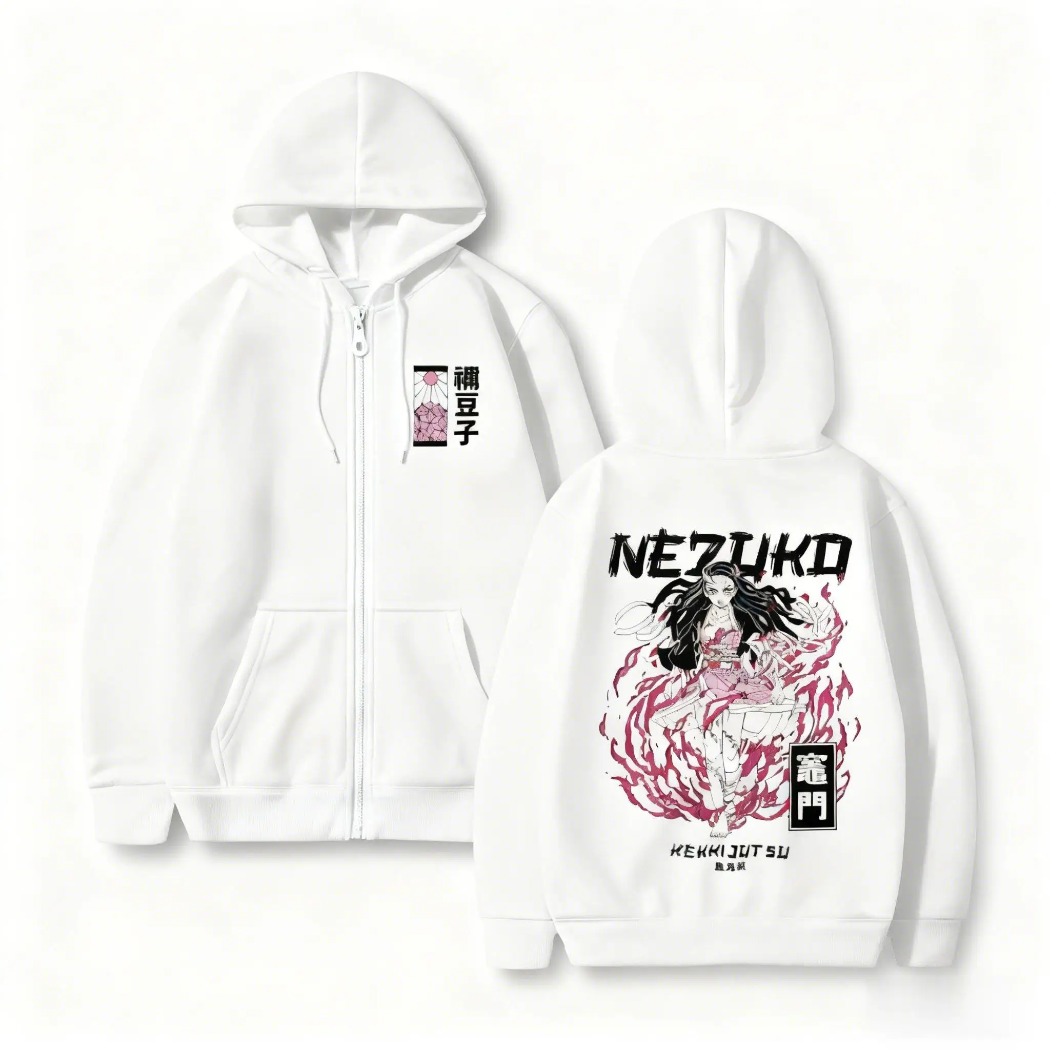 Nezuko Kimetsu No Yaiba Anime Hoodie Pullover Sweatshirt Men Women Zip Up Casual Streetwear Cosplay 2026 Autumn Winter Fashion