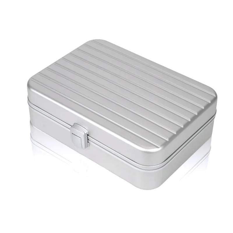 

High-end portable jewelry box All aluminum alloy business with lock Portable large-capacity cigar storage box Wholesale box