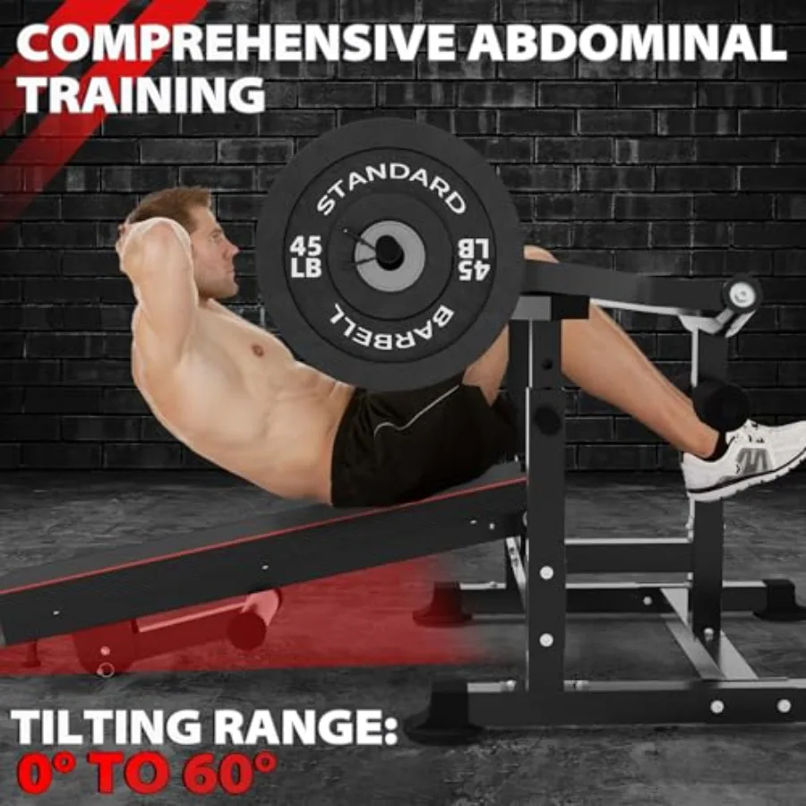 آلة ضغط الصدر قابلة للتعديل مع أذرع تحويل مستقلة مقعد وزن مسطح/مقعد وزن للمنزل وصالة الألعاب الرياضية AB تجريب قوة Trai #6