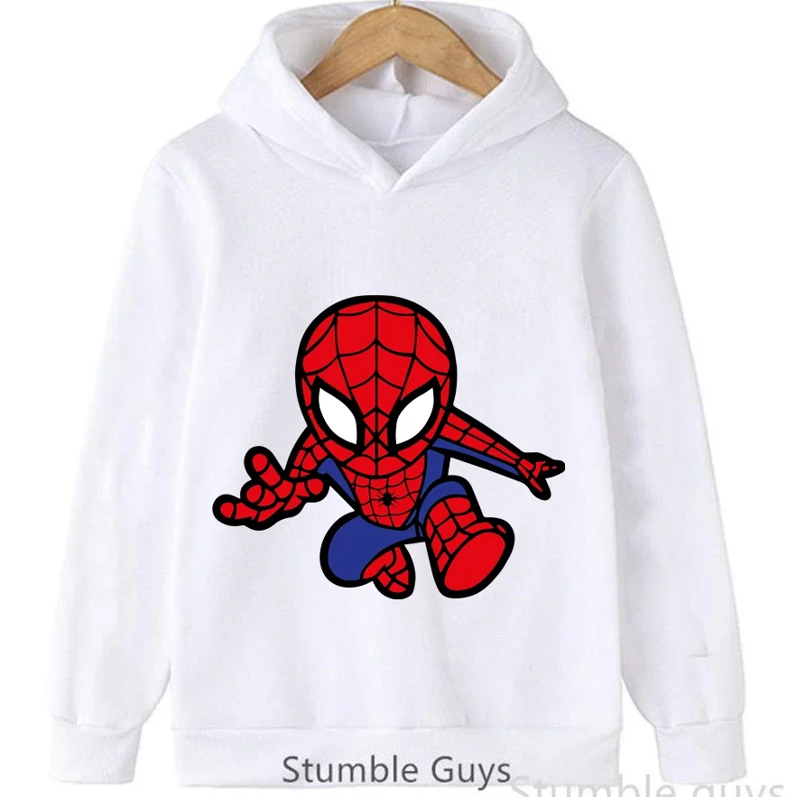 Children Hooded Sweatshirt Cute Cartoon Spider Graphic Pullover Long Sleeve Casual Hoodie For Boys Girls Daily Wear