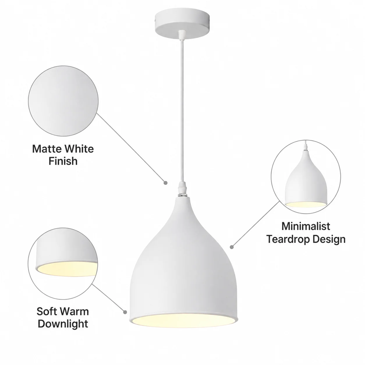 JOYINLED Simple Hanging Metal Lampshade for Home Lighting 1 Heads White Modern Dining Room Pendant Lamps Art Decor Pendant Light