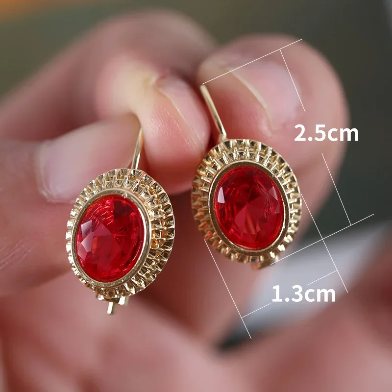 Luxury Fashion Teardrop Dangle Earrings for Women Blue Red Drop Earrings Engaent Wedding 2022 Trend Gold Color Jewelry