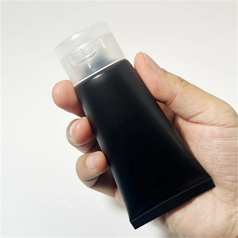 5Pcs 50ml Matte Black Plastic Squeeze Bottles Empty Cosmetics Container Makeup Cream Lotion Travel Packaging Tube Wholesale