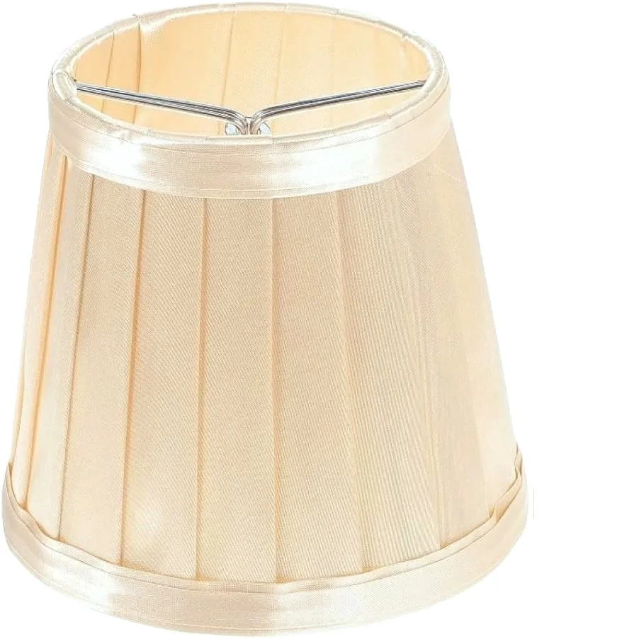 

Champagne Gold Pleated Fabric Clip-On Chandelier Lampshades: Fits E12/E26 Bulbs, Decorative for Bedroom & Living Room