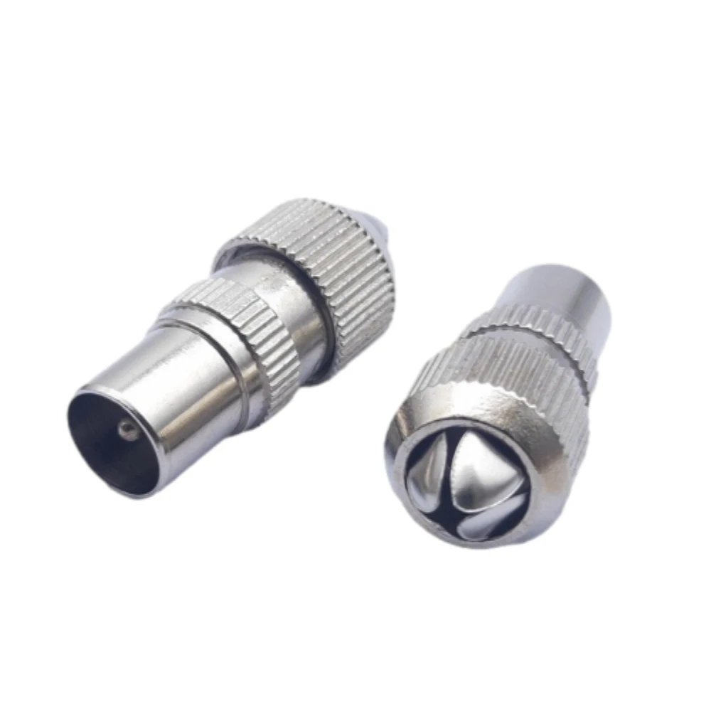 

10Pcs Metal TV Male Adapter 9.5 RF Male Plug Jack Socket Soldering Wire Connector Nickel-plated Metal Antenna TV Male Plug