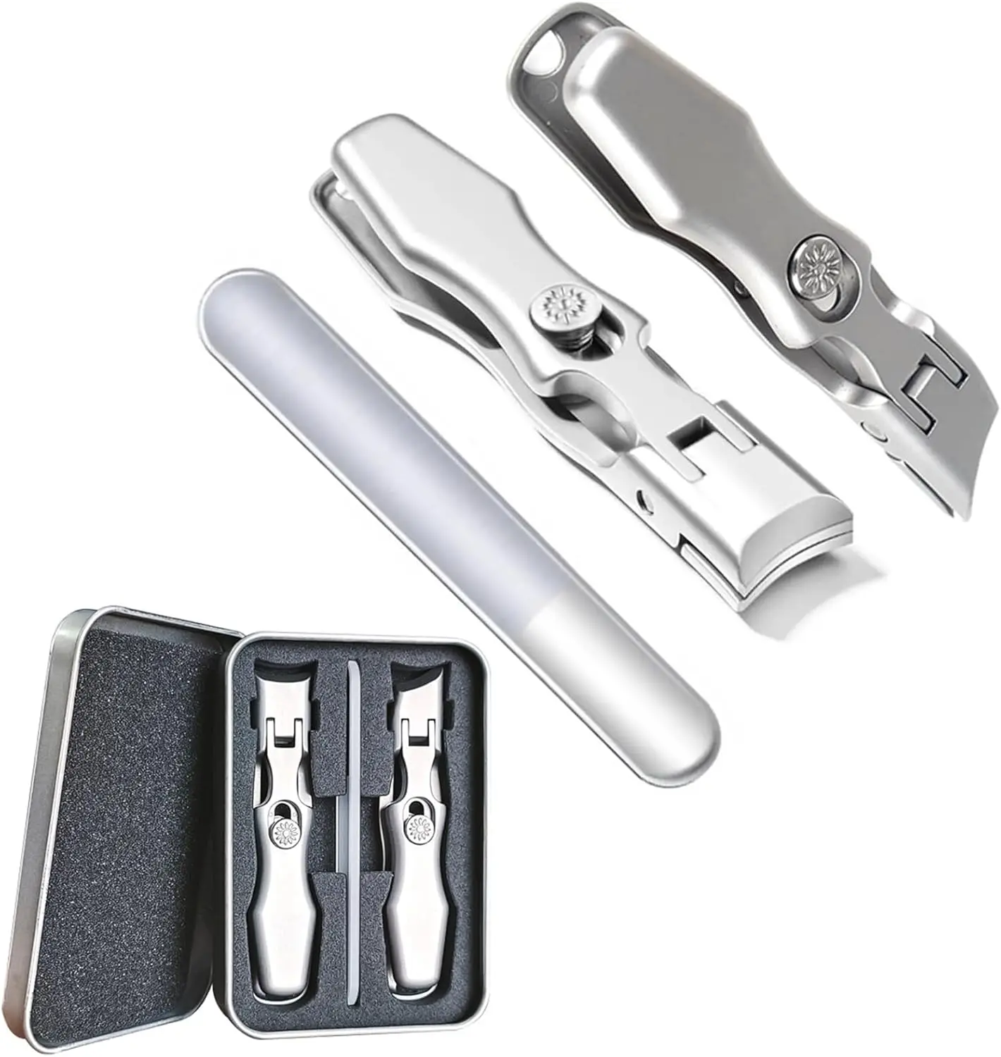 

Portable Ultra Sharp Nail Clippers for Seniors, Thick Toenails Silver A+B