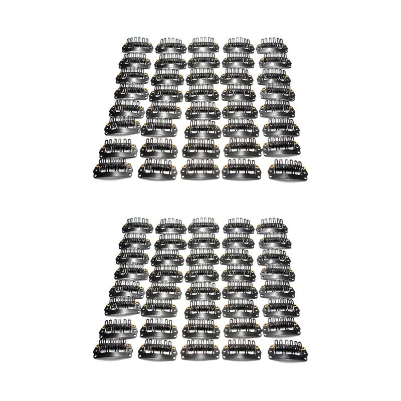 

Promotion! 80Pcs U-Shaped Clamp For Hair Extensions Wig Clips DIY Comb Black Frame