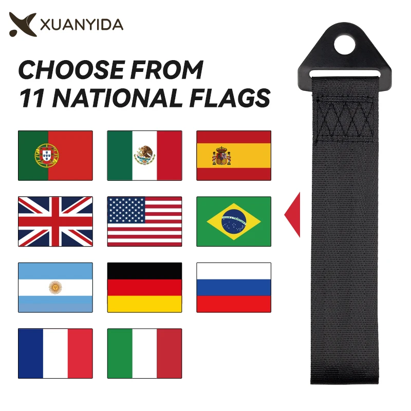 Car Tow Strap National Flag Printing Towing Strap High-Strength Tow Rope Trailer Straps For BMW Audi All Kinds Of Cars Towing