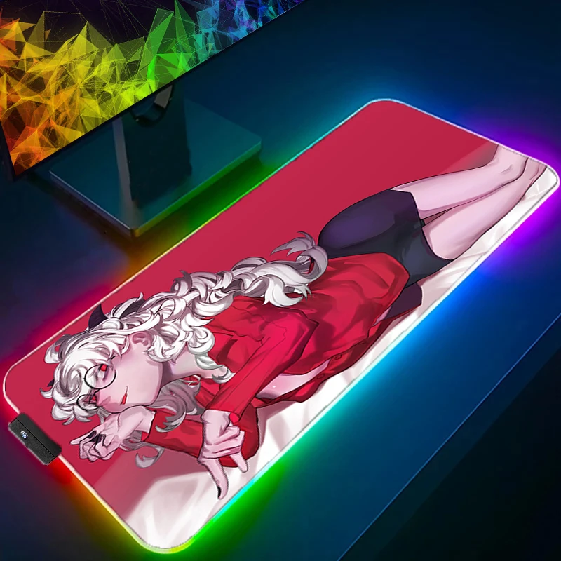 

RGB LED H-helltaker Mouse Pad Laptop Non-slip Esports Office Laptop Desk Mat Game Player Mousepad PC Accessories Keyboard Pad
