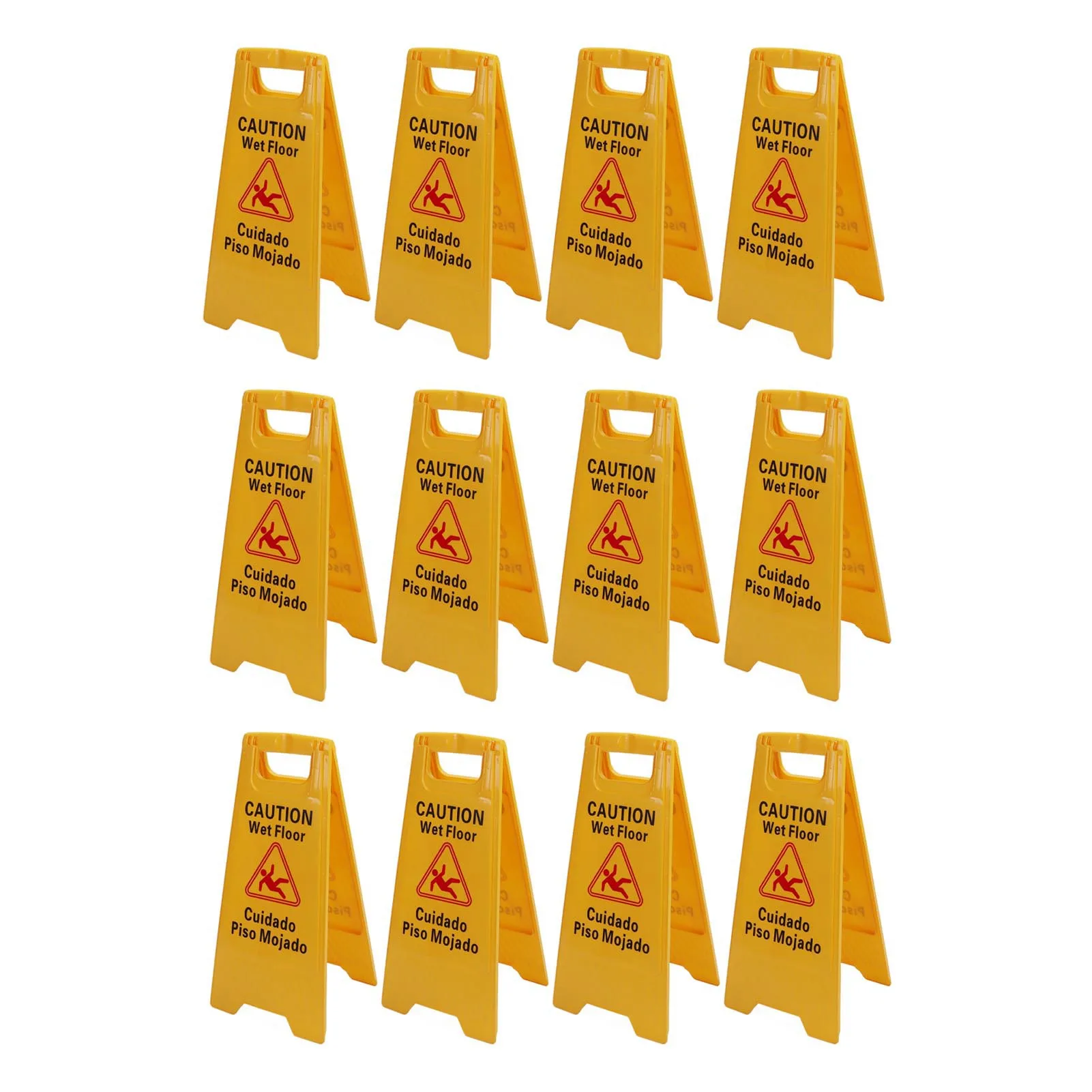 12Pcs Wet Floor Sign Foldable A Frame Caution Floor Sign Plastic 2 Sided for Indoor Outdoor