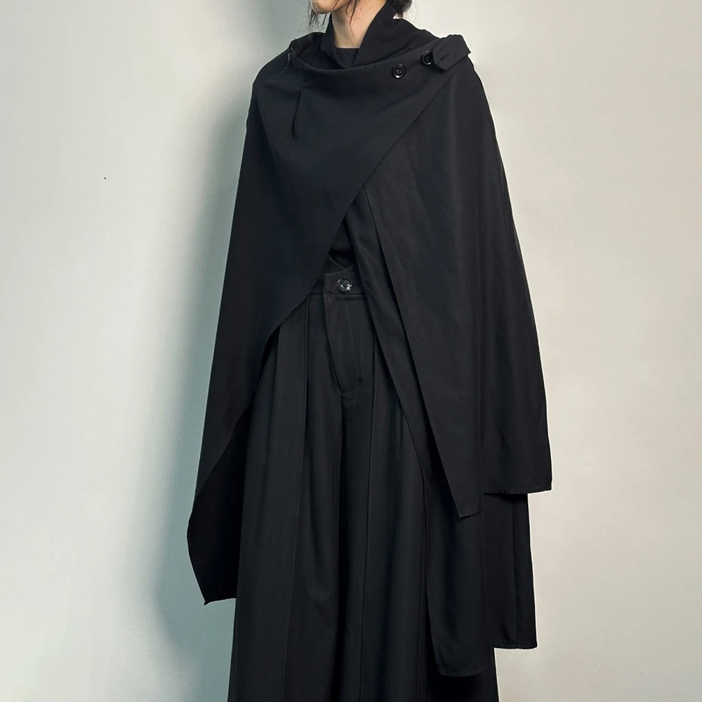 

2025 Новый зимний мужской однотонный длинный плащ унисекс, американский ретро-модный модный уличный повседневный свободный нишевый мужской топ