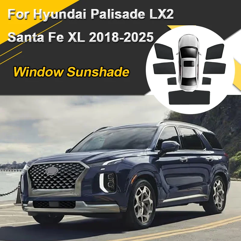 

Автомобильные солнцезащитные козырьки для Hyundai Palisade LX2 Santa Fe XL 2018 2019-2025, солнцезащитные козырьки с магнитной теплоизоляцией, аксессуары для оконных козырьков