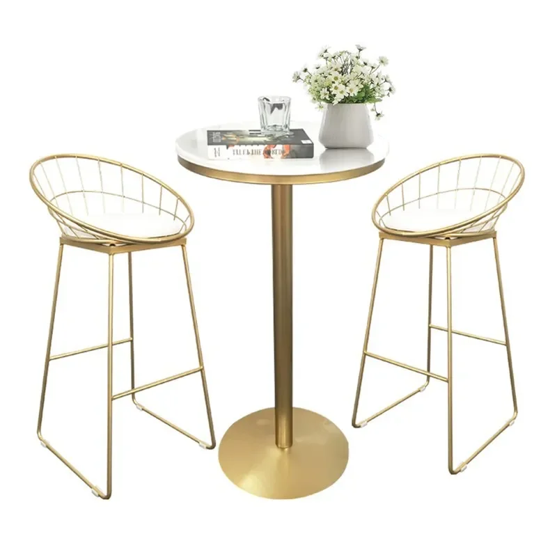 

Nordic Bar Stool High Chair Simple golden Wrought Iron Bar Chair Gold Stool Modern Dining Chair Nordic Leisure backrest chairs