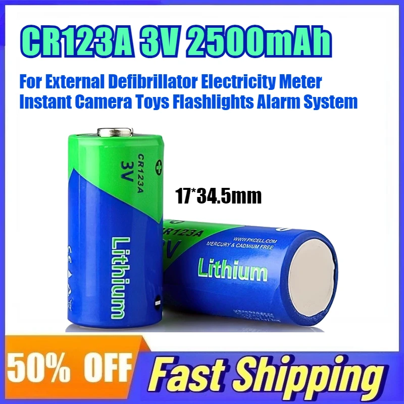 

20PC CR123A 3V 2500mAh Lithium Battery for External Defibrillator Electricity Meter Instant Camera Toys Flashlights Alarm System