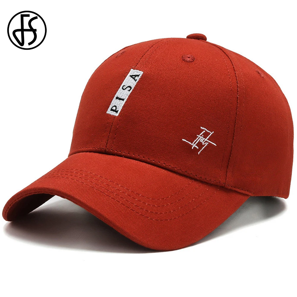 FS Korean Style Red Baseball Cap For Men Letter Embroidery Hip Hop Women Trucker Hat Summer Sunshade Golf Caps Gorras Hombre