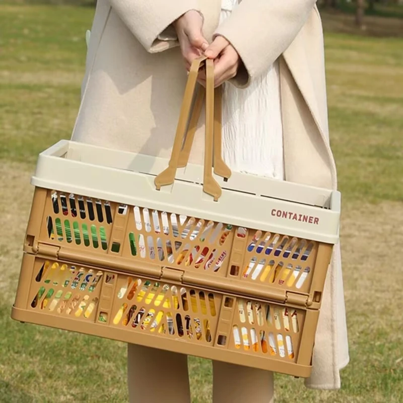 

Foldable Camping Picnic Basket Capacity Multifunction Handheld Storage Box Home Organization Thickening Outdoors Picnic Basket