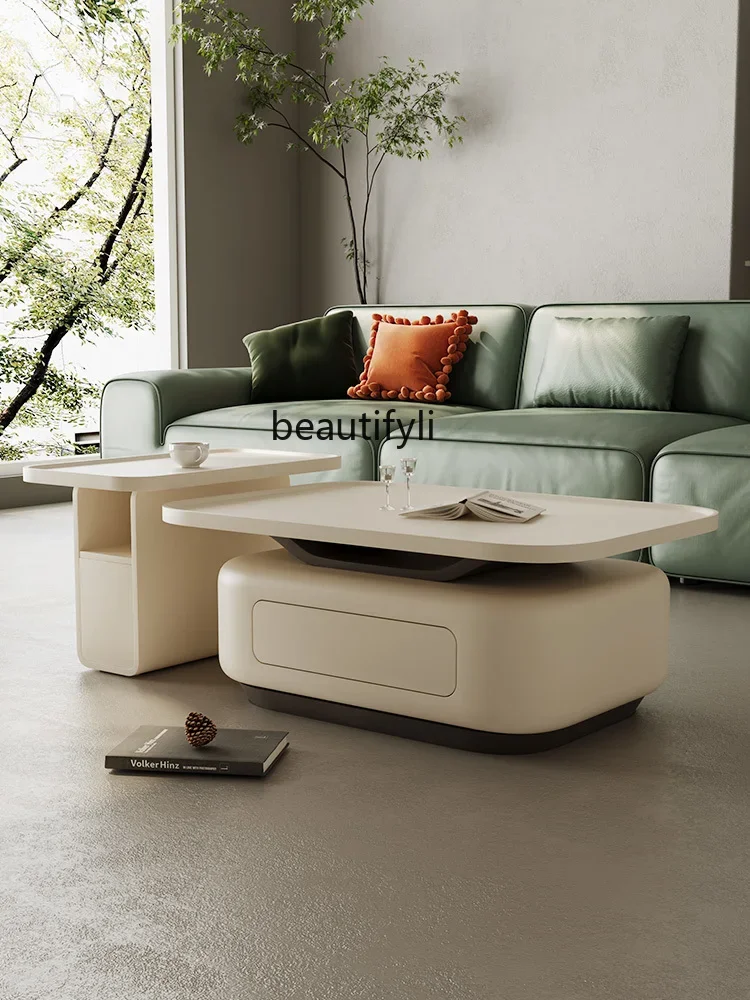 

Cream coffee table simple environmentally friendly paint table mini square coffee table cream style living room