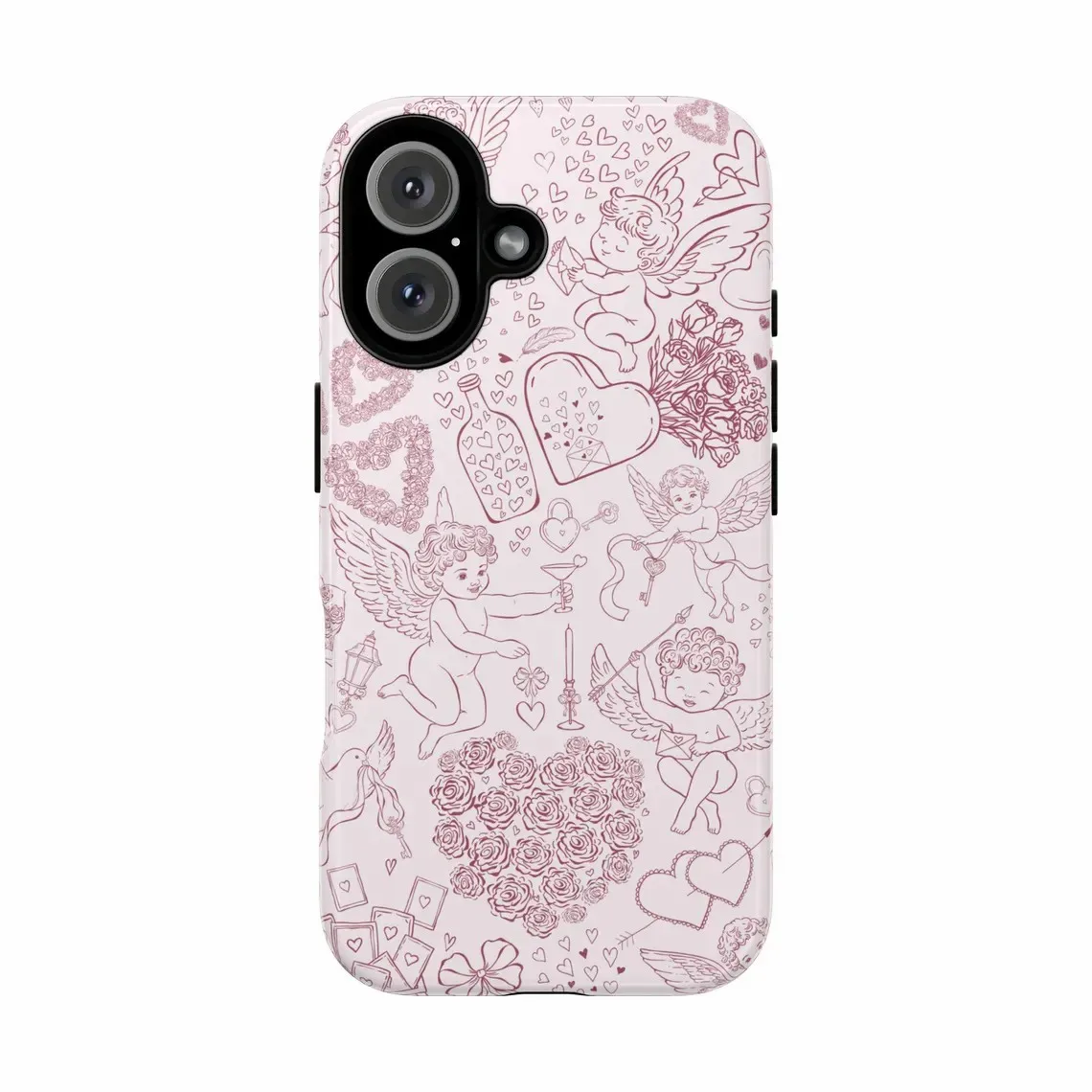 

Pink Cupid Luxury Design Phone Case for iPhone 17 16 15 14 13 12 11 7 8 Air Pro Max Plus Luxury Double-layer Back Cover
