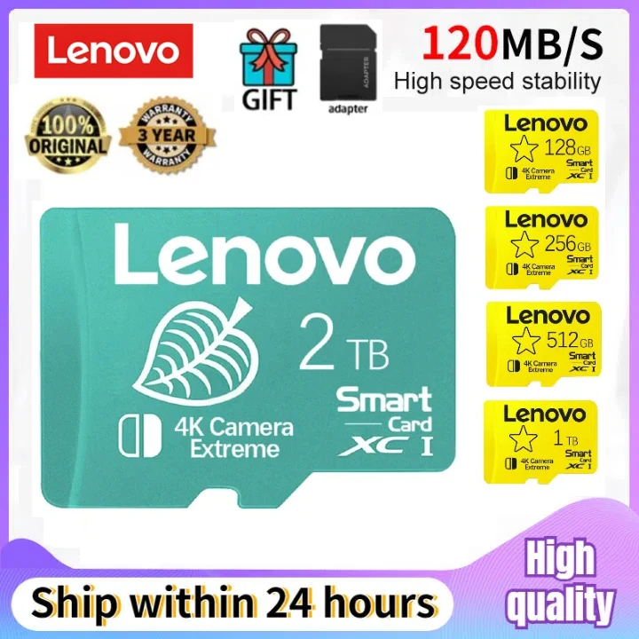 Lenovo 2TB SD Card 4K U3 SD/TF Flash Card 1TB A2 Micro Memory SD Card 128GB 64G 128GB TF Card V60 Class 10 Memory Card For Phone