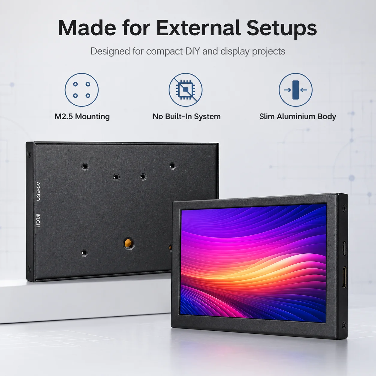 LESOWN Mini Screen 5 Inch Compact USB Monitor Touch HDMI 800x480 IPS Little White Portable Second Display for Windows Laptop PC