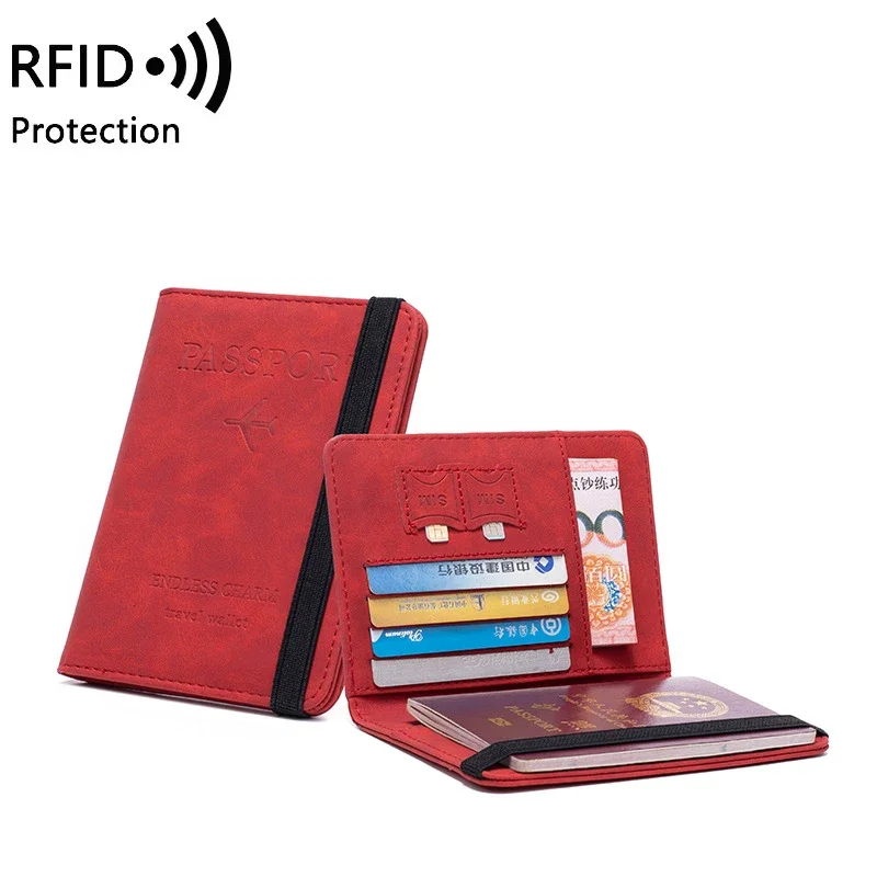 Women Men RFID Vintage Business Passport Covers Holder Multi-Function ID Bank Card PU Leather Wallet Case Travel Accessories Bag