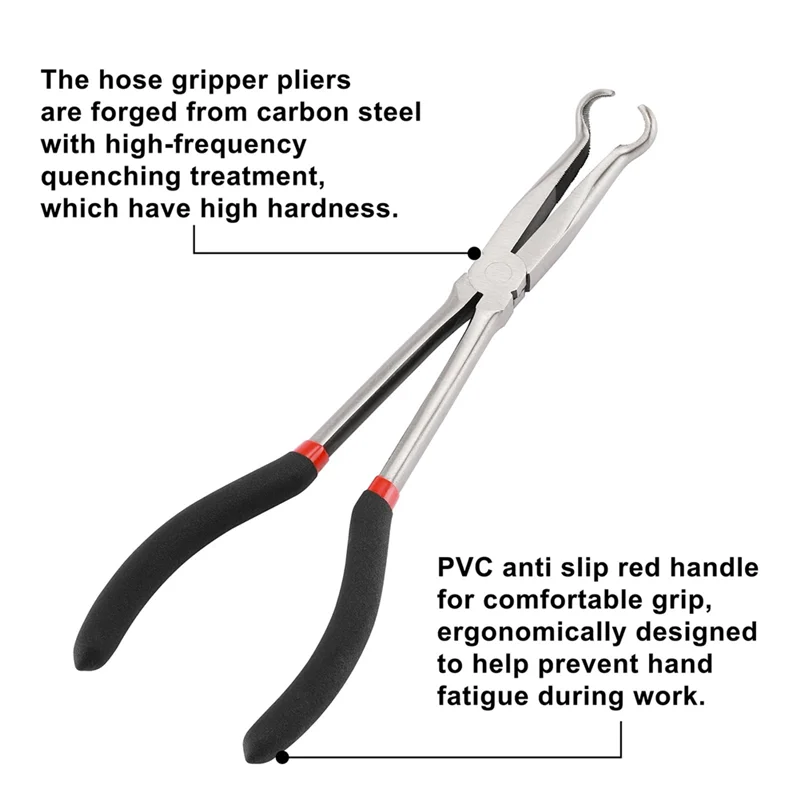 J1UL1N 3Pcs 11 Inch Hose Gripper Plier Set Hose Removal Pliers 6Mm,13Mm,18Mm Dia,Offset Spark Plug Boot Removal Pliers Serrated